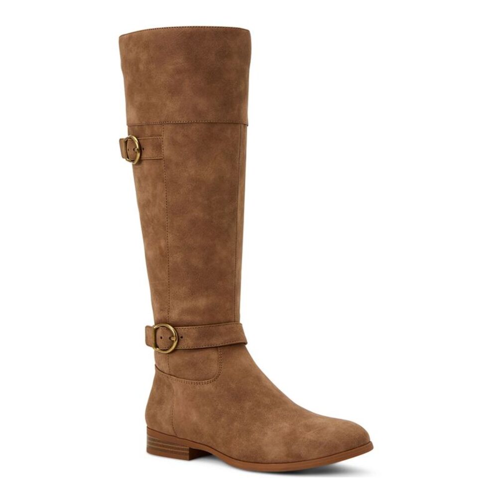 STYLE & COMPANY Womens Brown Kezlin Almond Toe Stacked Heel Zip-Up Riding Boot 5